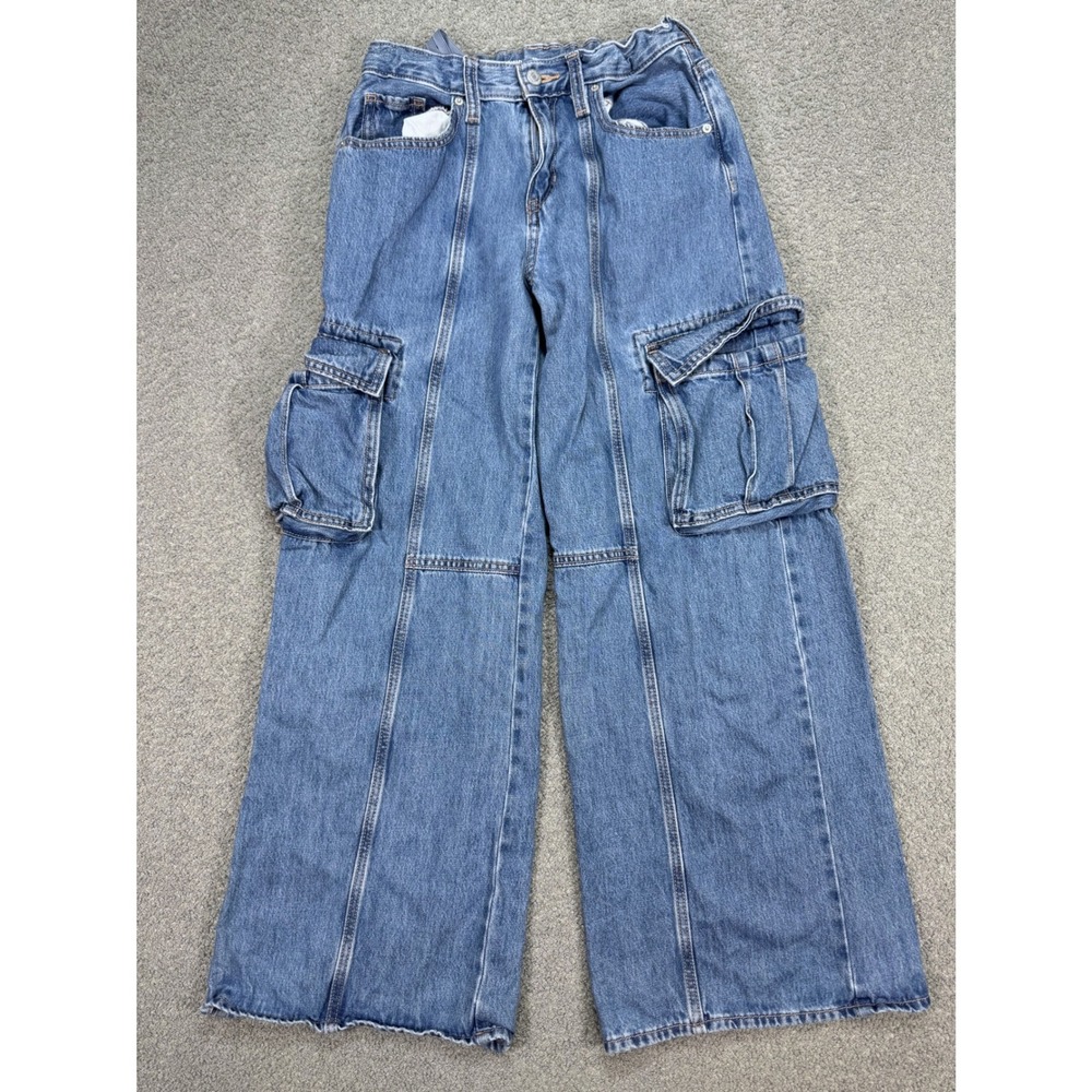 Old Navy Baggy Jeans Women's 16 Blue High-Rise Wide Leg Built-In Tough Y2K Style